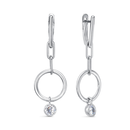 Серьги из серебра с фианитами