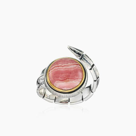 Кольцо из серебра с камнем родохрозит
