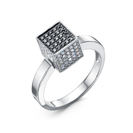 Кольцо из серебра с фианитами «Куб»