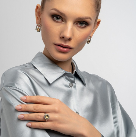 Кольцо из серебра с камнем цитрин