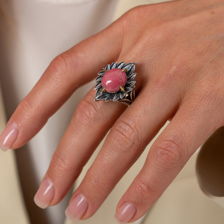 Серебряное кольцо «Тулитовый Флер» с тулитом