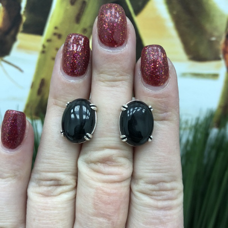 Серебряные серьги «Леденцы» с обсидианом