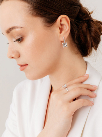 Серьги из серебра с горным хрусталем