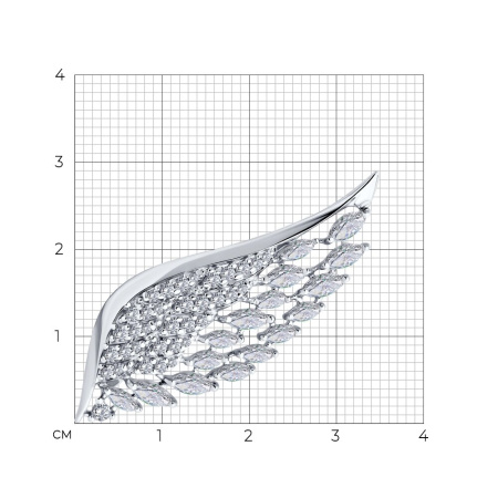 Брошь из серебра с фианитами SVOBODA крылья