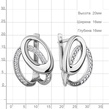 Серьги из серебра с фианитами