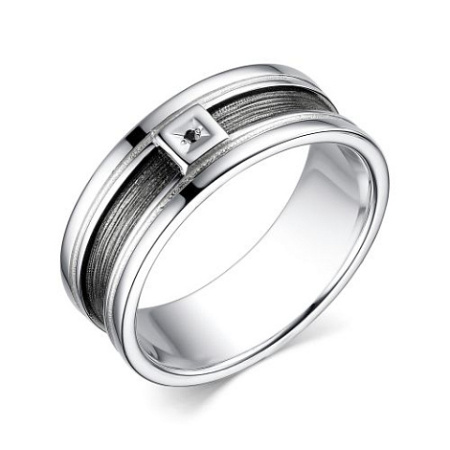 Кольцо из серебра с чёрным бриллиантом