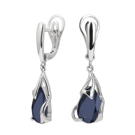Серьги из серебра с сапфиром