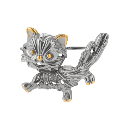 Серебряная брошь «Кот»
