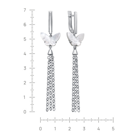 Длинные серебряные серьги с перламутром «Бабочка»