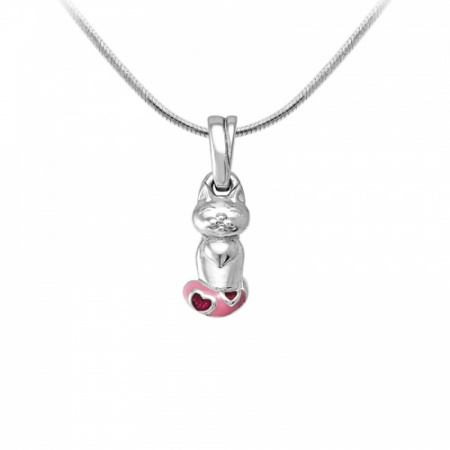 Подвеска из серебра с эмалью «Котик»