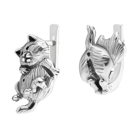 Серьги из серебра «Кот Пузан»