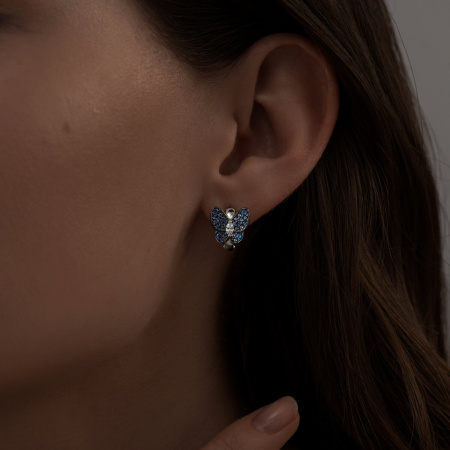 Серьги из серебра с фианитами Бабочка