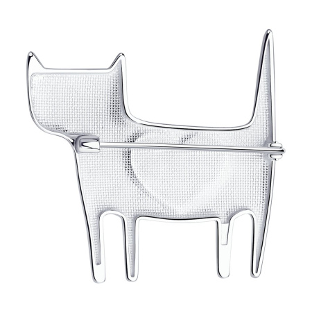 Брошь из серебра с эмалью «Кот»