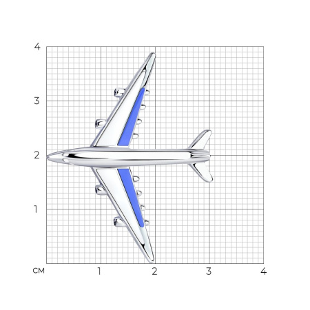 Брошь из серебра с эмалью «Самолет»