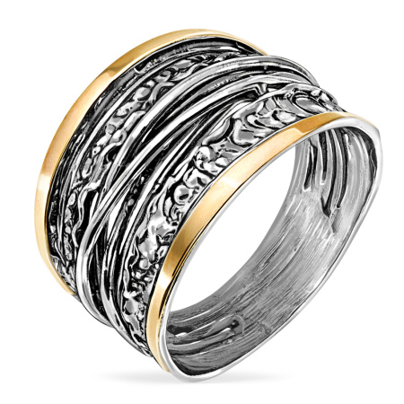 Кольцо из серебра с золотыми вставками