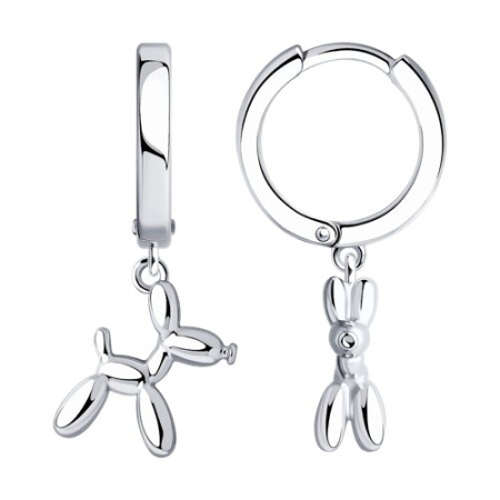 Серьги из серебра «Собака»