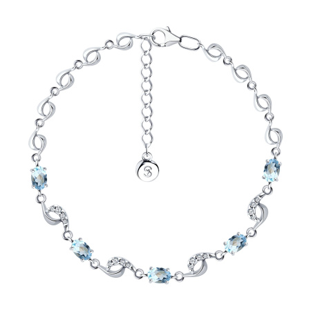 Серебряный браслет с топазами и фианитами