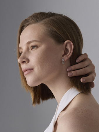 Серебряные серьги с позолотой и бриллиантами