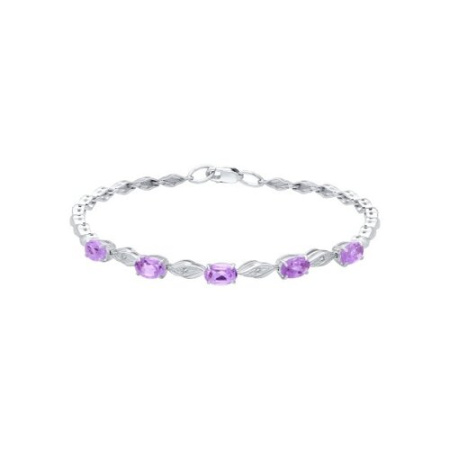 Браслет из серебра с аметистами и фианитами