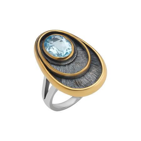 Кольцо из серебра с топазом в позолоте