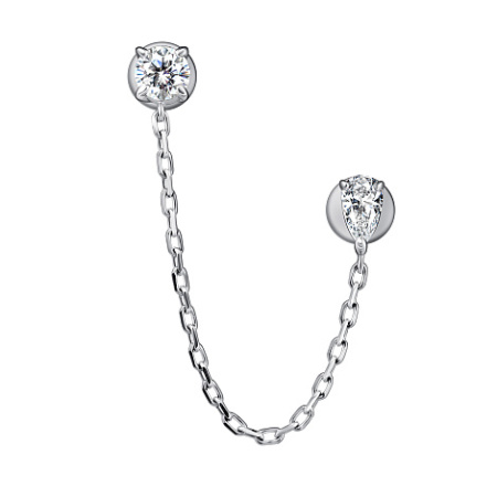 Моносерьга из серебра с фианитами