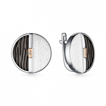 Серебряные серьги из серебра с бриллиантом «Дуэт»