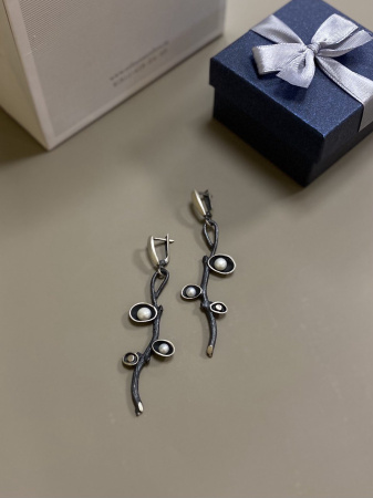 Серьги из серебра с жемчугом «Веточка»