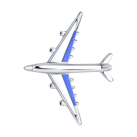 Брошь из серебра с эмалью «Самолет»