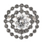 Серебряная брошь с белым топазом и марказитами Swarovski