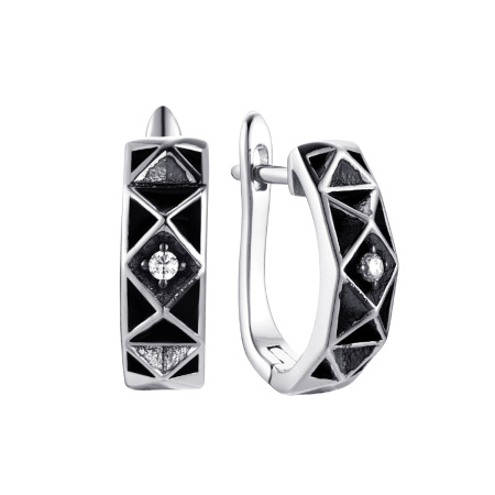 Серьги из серебра с фианитом