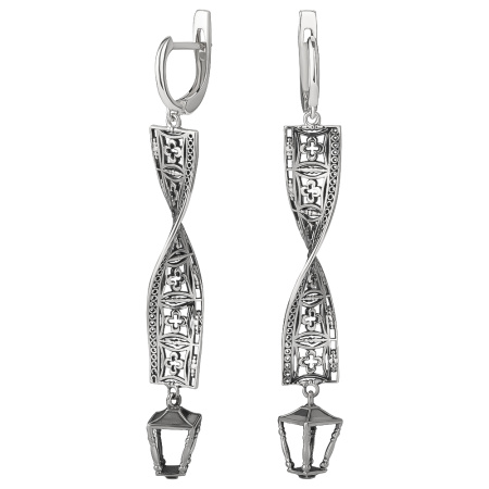 Длинные серьги из серебра «Набережная реки Мойки»