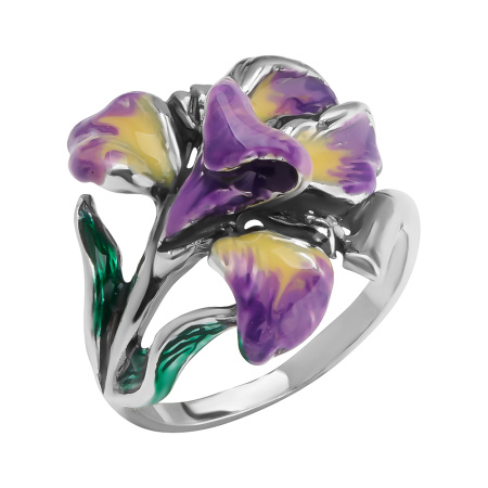 Кольцо из серебра с эмалью «Ирис»