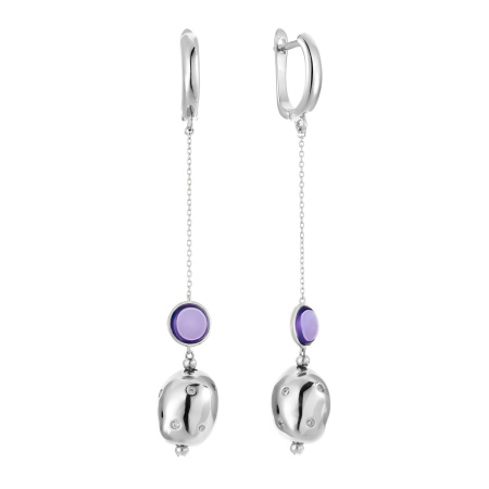 Серебряные серьги с ситаллом и цирконием