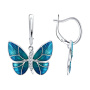 Серебряные серьги с фианитами и эмалью «Бабочка»
