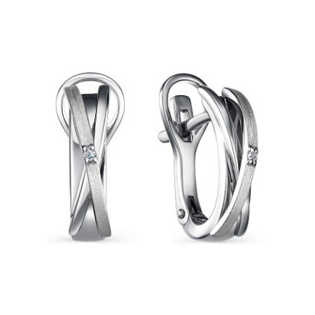 Серебряные серьги с бриллиантом