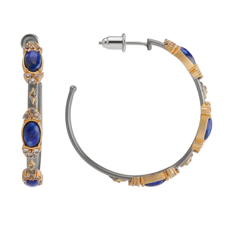 Серьги из серебра с лазуритом и топазами в позолоте