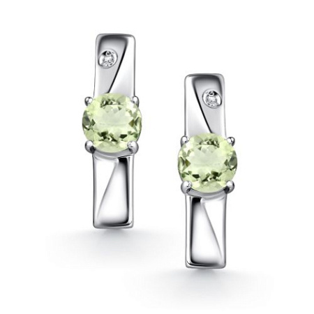 Серьги из серебра с празиолитом и бриллиантом