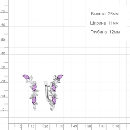 Серьги из серебра с аметистом и фианитами