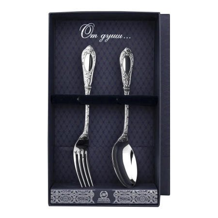 Серебряный набор десертный «Фамильный» ложка и вилка