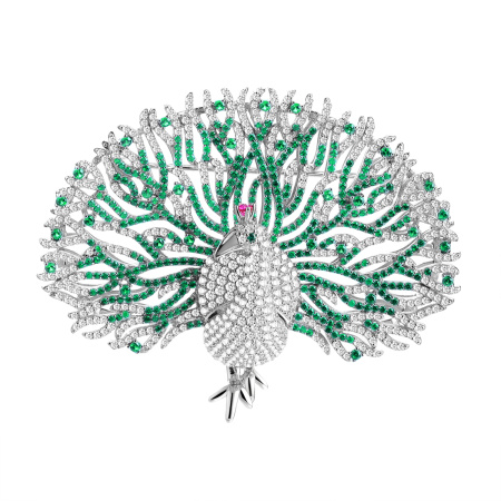 Серебряная брошь «Павлин»