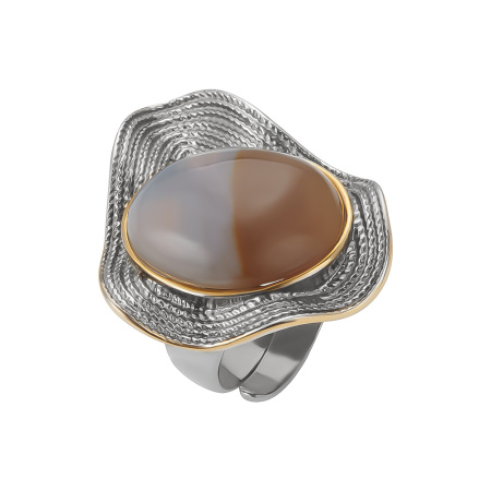 Серебряное кольцо с позолотой и агатом