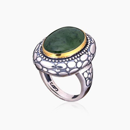 Серебряное кольцо с нефритом «Княжество»