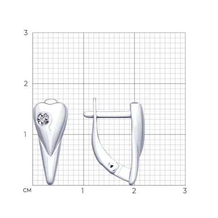 Серебряные серьги с бриллиантом