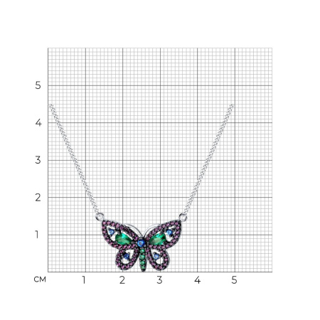 Колье из серебра с фианитами «Бабочка»