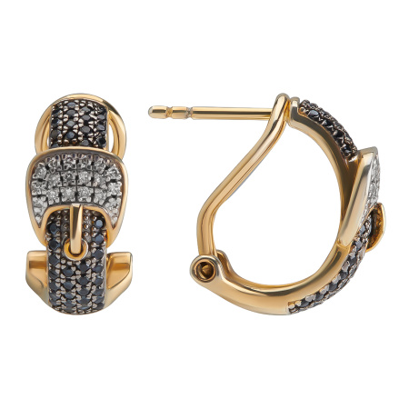 Серьги из серебра с позолотой со шпинелью и бриллиантами