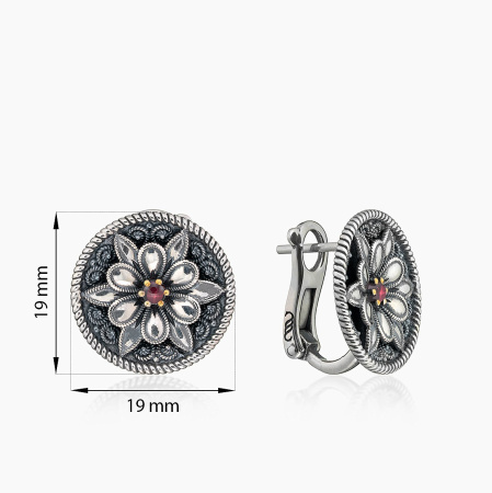 Серьги с гранатом из серебра