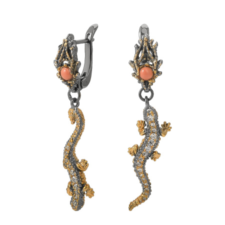 Серьги из серебра «Ящерица»
