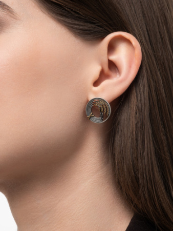 Серьги пшеница колоски из серебра с позолотой в русском стиле