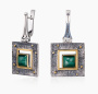 Серебряные серьги с малахитом «Квадрат»