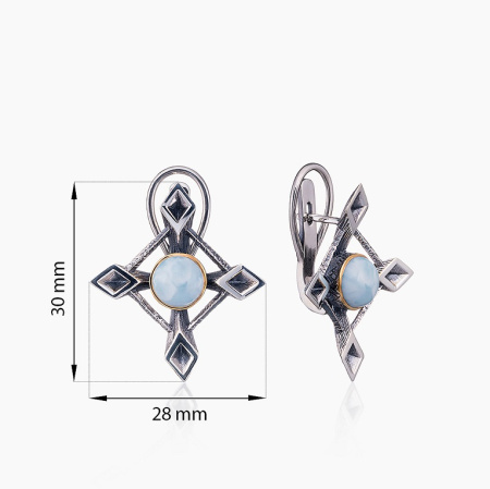 Серебряные серьги «Ларимаровая Полярис» с ларимаром